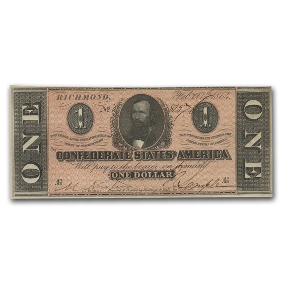 1864 $1.00 CSA (T-71) Clement C. Clay Uncirculated 1864 $1.00 CSA (T-71) Clement C. Clay Uncirculated
